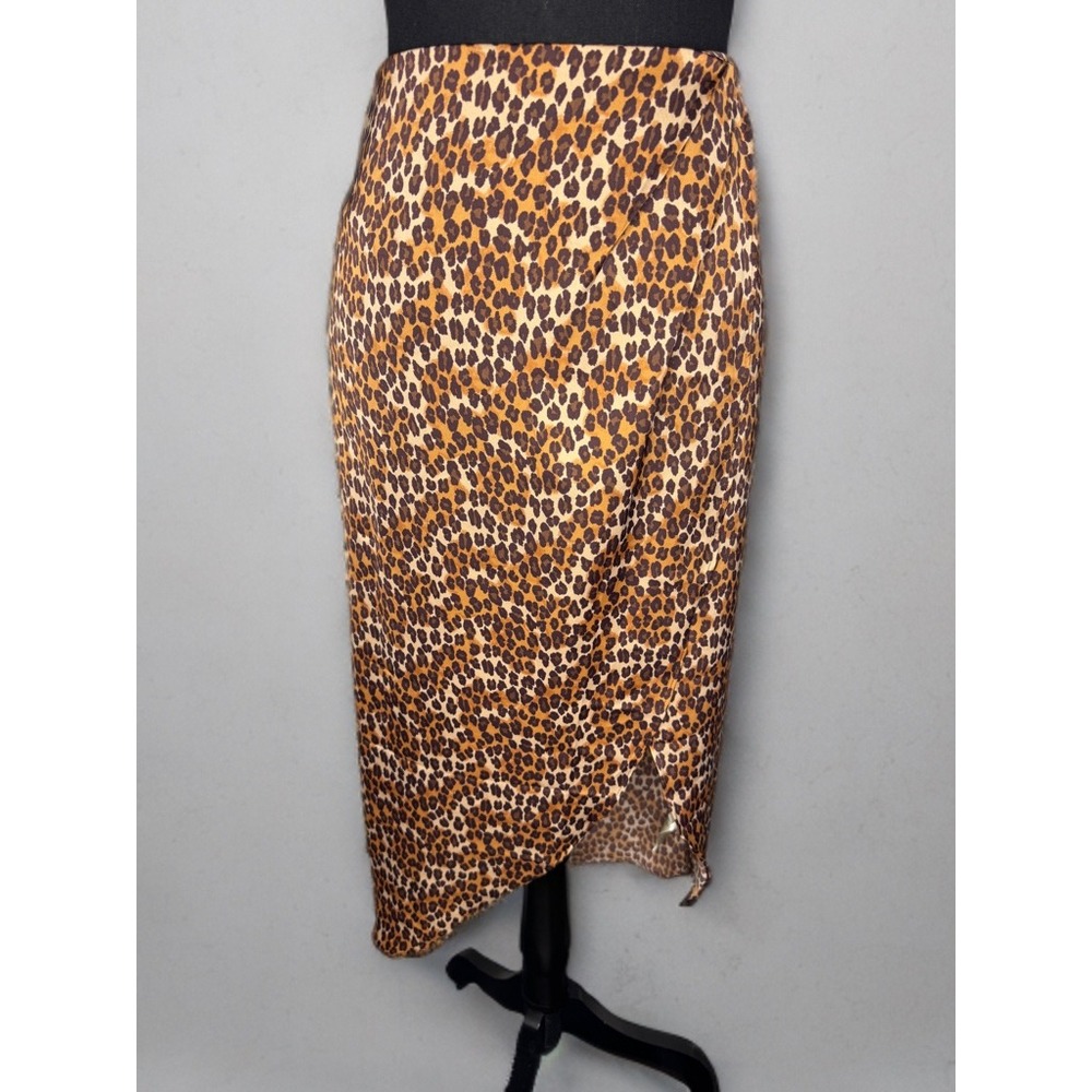 Urban Outfitters Leopard Animal Print Kelly‎ Tulip Wrap Midi Skirt Sz S